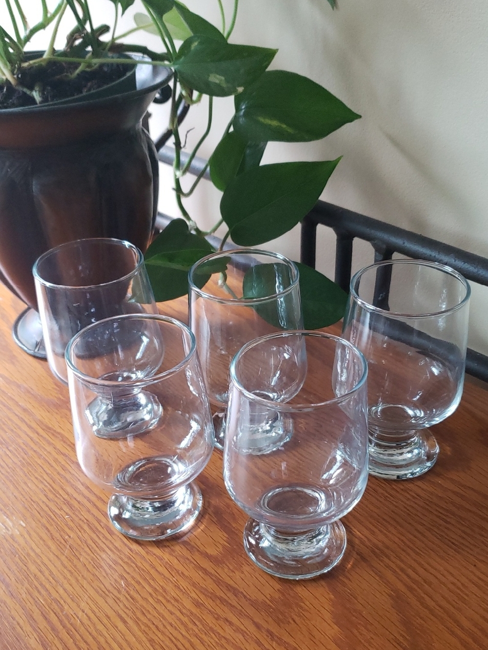 Elegant Clear Footed Glass Goblet Set- (Set Of 5) - 8 Oz. Each
